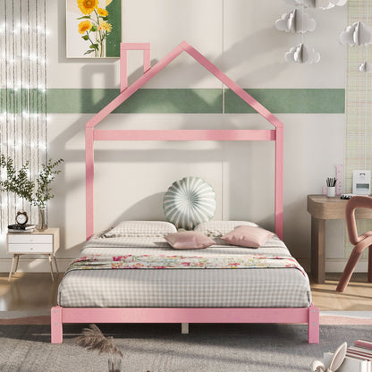 Platform Bed With House Shaped Headboard