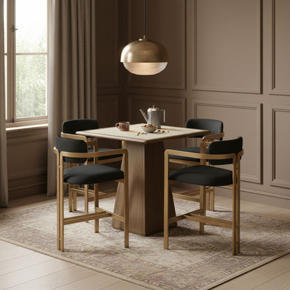 Aurum - Vegan Leather Upholstered Counter Stool With Brushed Brass Base