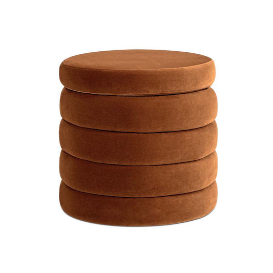 Fuji - Oversized Round Storage Ottoman - Burnt Orange