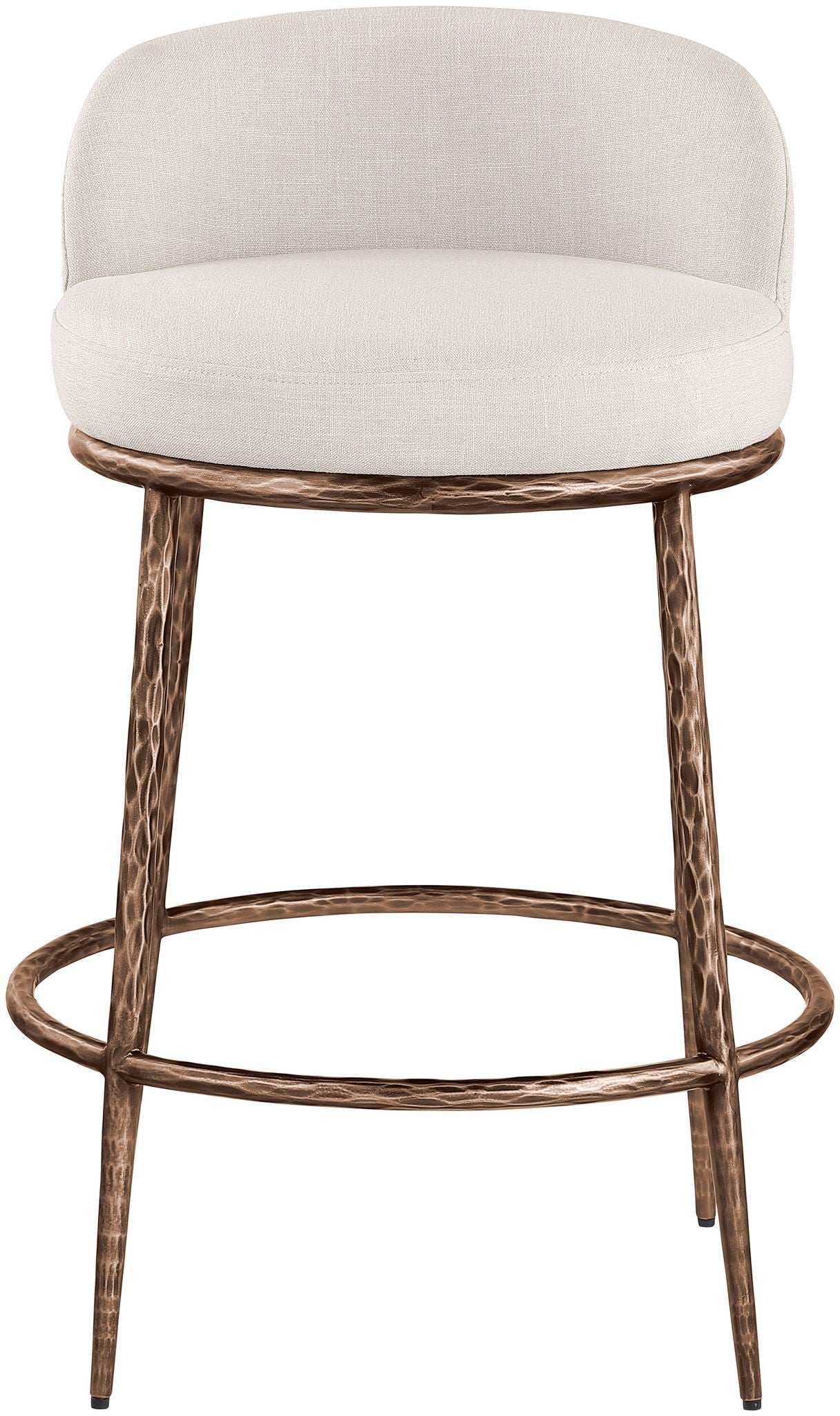 Ferro - Upholstered Counter Stool With Brushed Bronze Base