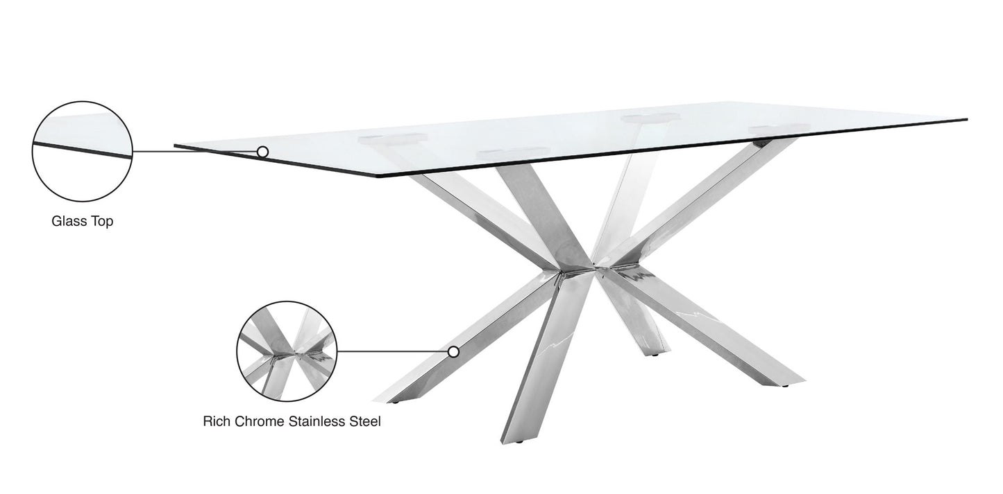 Juno - Glass Dining Table - Pearl Silver