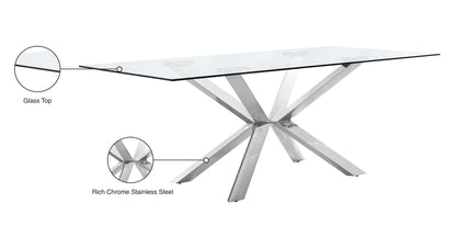 Juno - Glass Dining Table - Pearl Silver