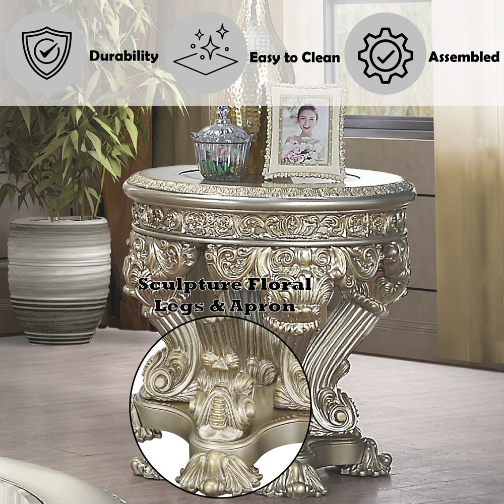 Danae - End Table - Champagne & Gold