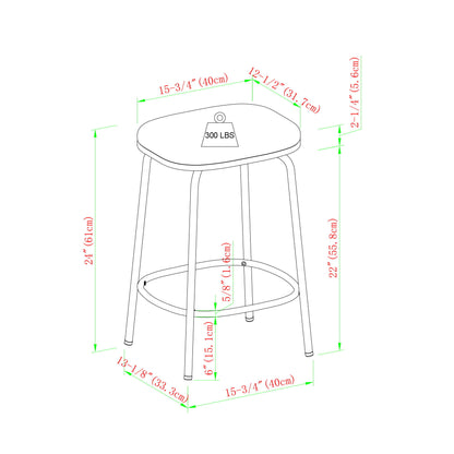 Modern Simple Counter Stool With Upholstered Seat (Set of 2)