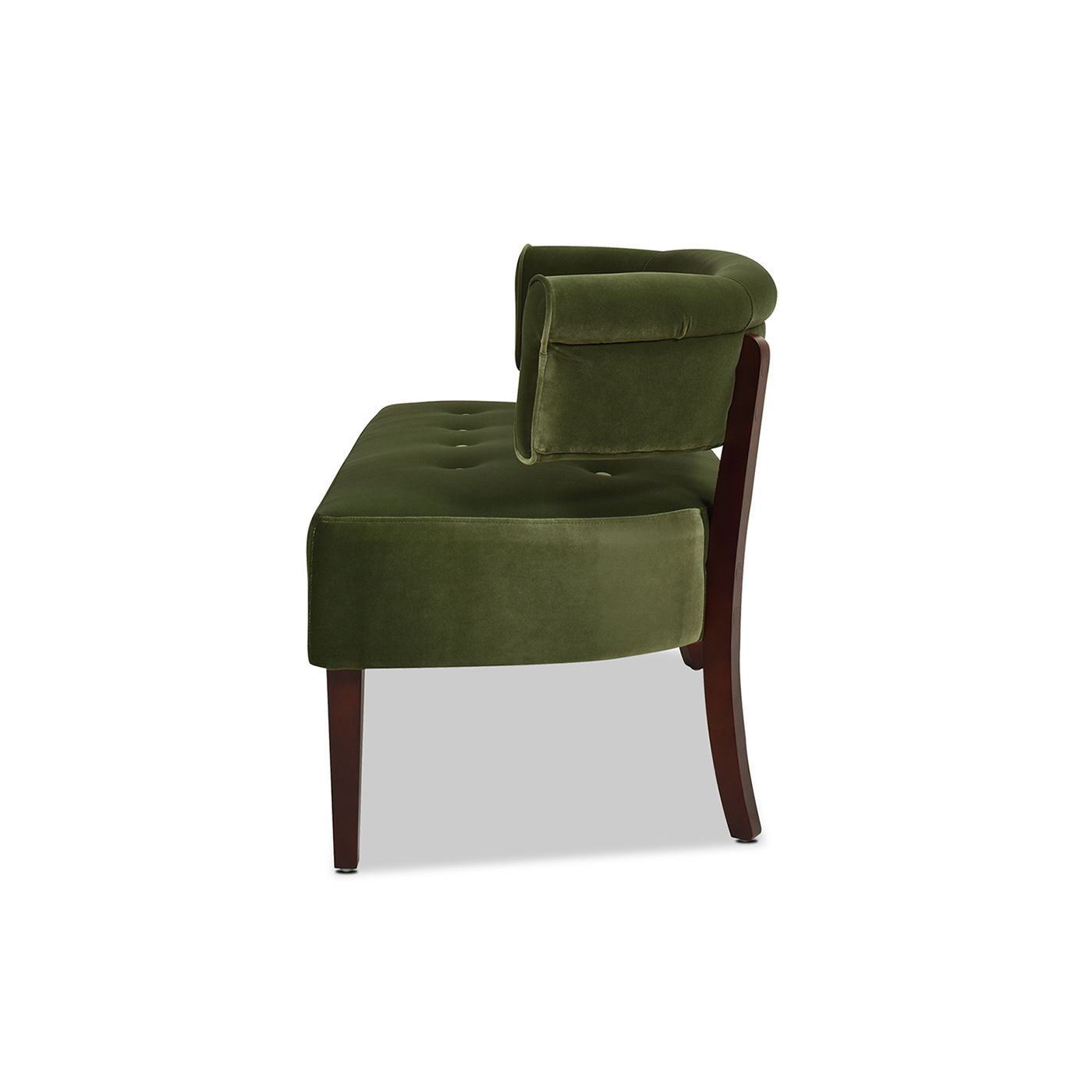 Jared - Roll Arm Tufted Bench Settee - Olive Green