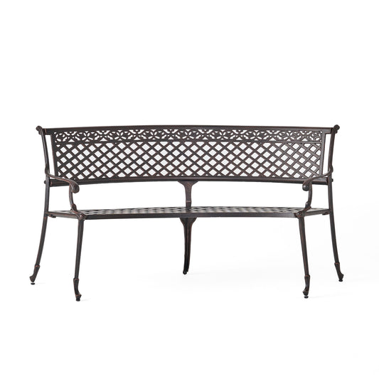 Sector - Bench With Curved Design And Diamond Cross Seat - Copper