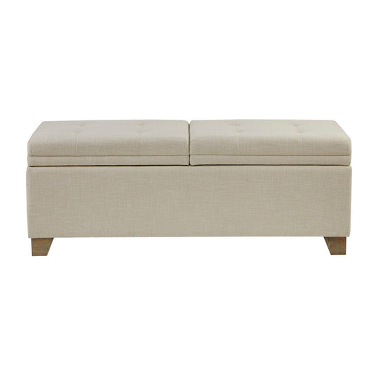 Soft Close Storage Bench Upholstered - Natural