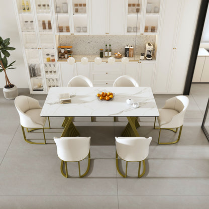 Modern Rectangular Kitchen Table With Steel Table Feet And Chairs