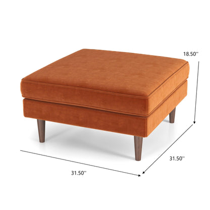 Amber - Square Upholstered Ottoman Linen