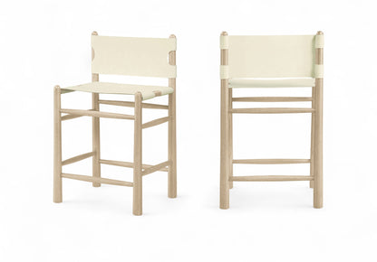 Santos - Upholstered Counter Stool With Stained Natural Base