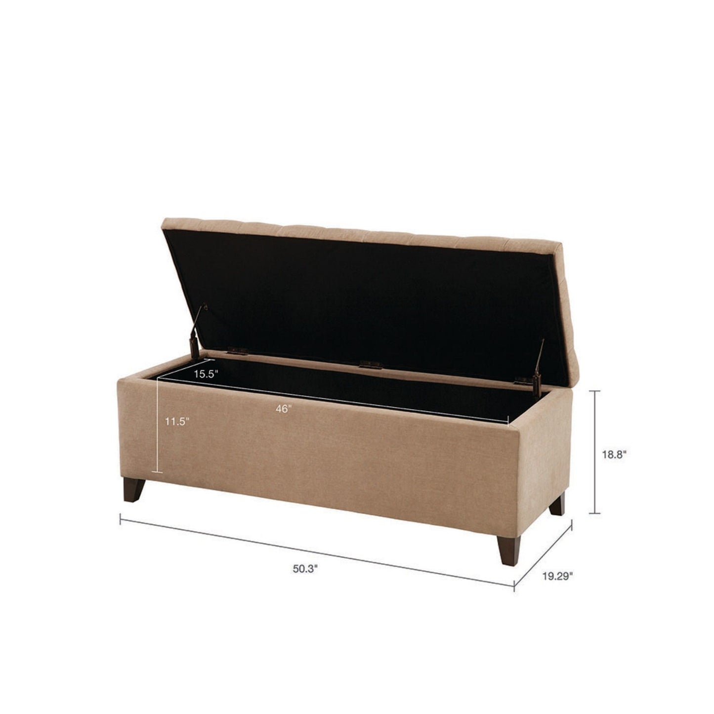 Tufted Top Soft Closer Storage Bench - Sand