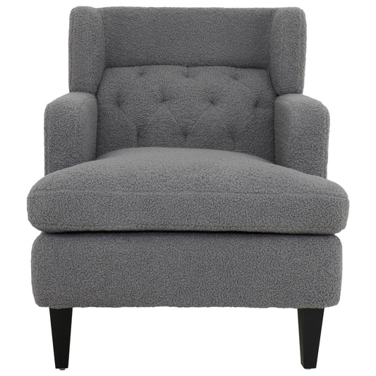 Upholstered Accent Chair Tufted Armchair For Living Room - Dark Gray