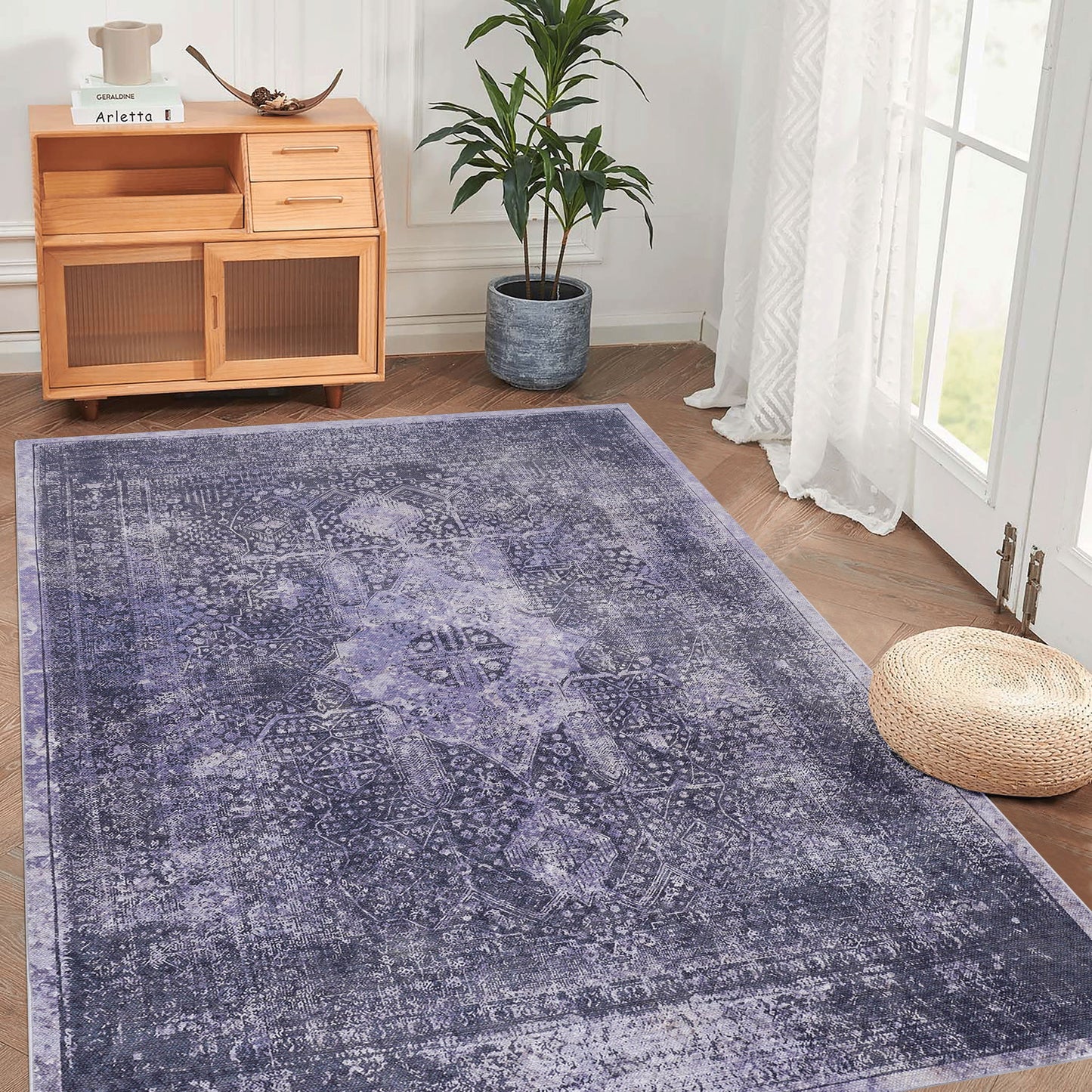 Maval - 8' X 10' Washable Area Rug - Anthracite