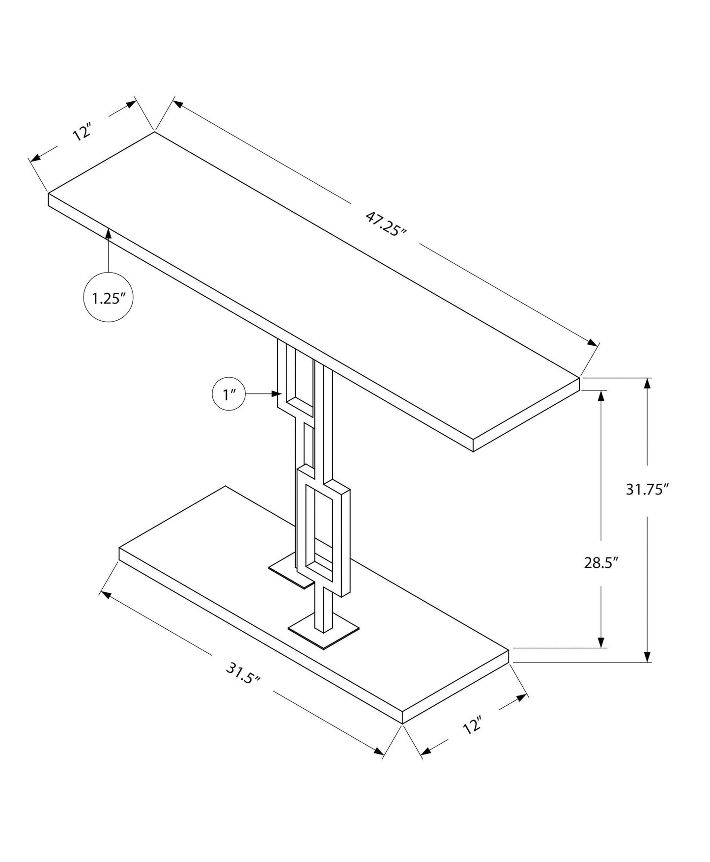 Console Accent Table, Narrow For Living Room