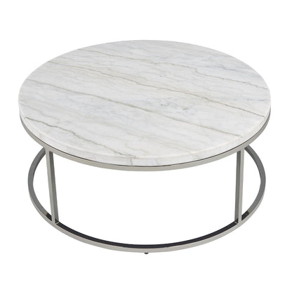 Zaidee - Coffee Table With Marble - Marble Top & Nickel