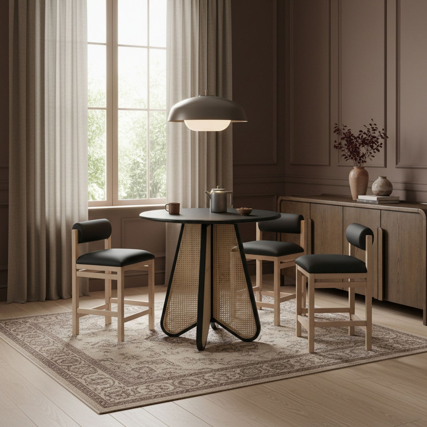 Butterfly - Solid Wood And Natural Cane Table