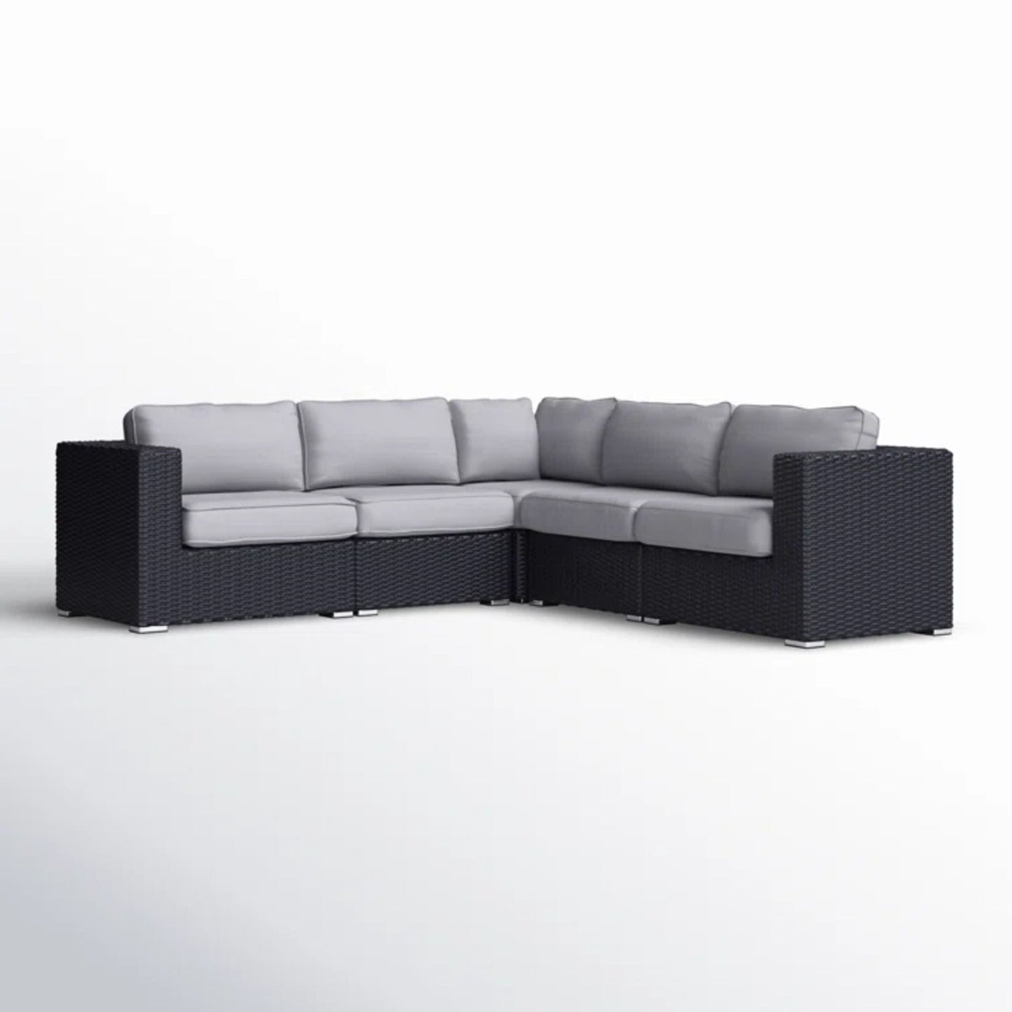 Luxurious Wicker Patio Sectional With Weather Resistant Sunbrella Cushions - Black