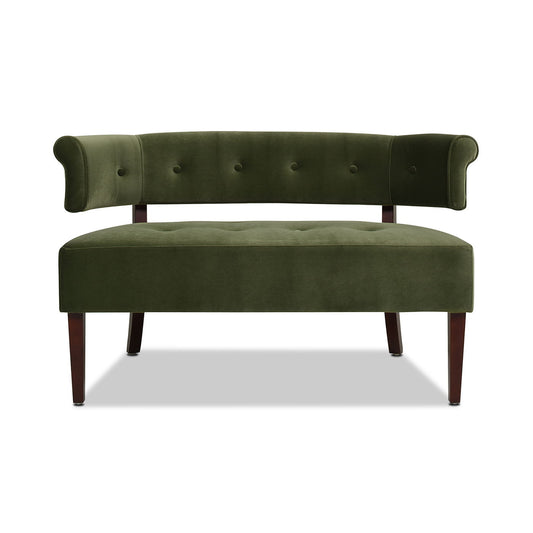 Jared - Roll Arm Tufted Bench Settee - Olive Green