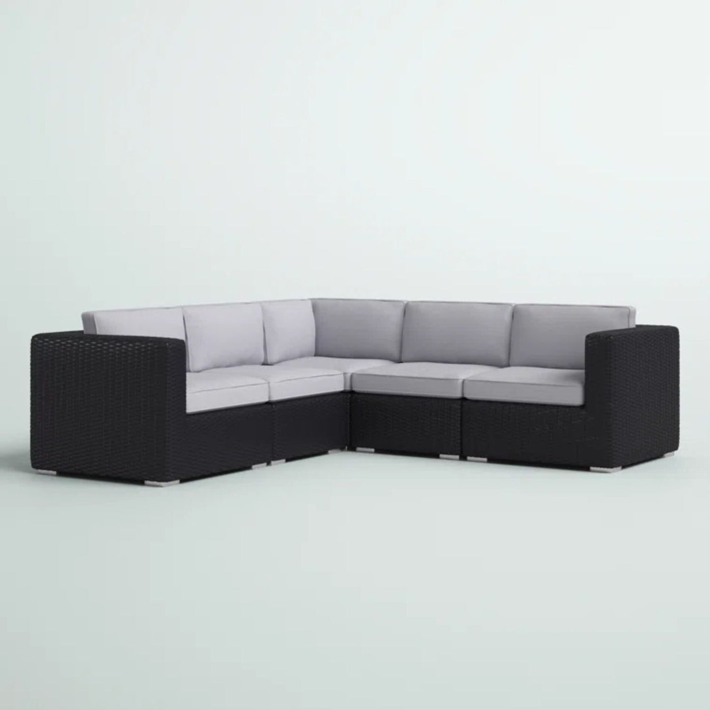 Luxurious Wicker Patio Sectional With Weather Resistant Sunbrella Cushions - Black