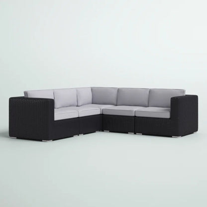 Luxurious Wicker Patio Sectional With Weather Resistant Sunbrella Cushions - Black