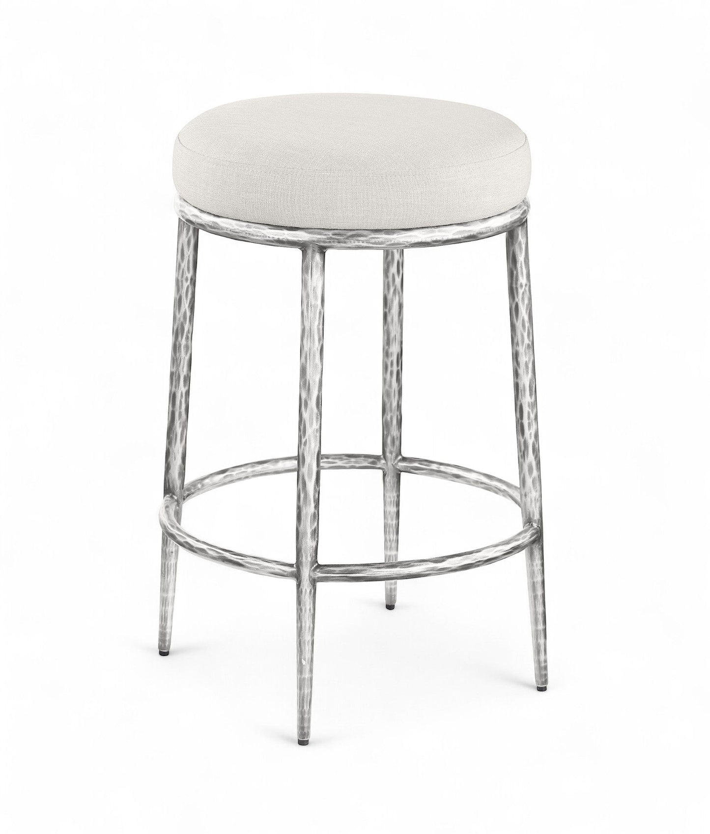 Ferro - Upholstered Backless Counter Stool With Brushed Silver Base