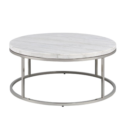 Zaidee - Coffee Table With Marble - Marble Top & Nickel