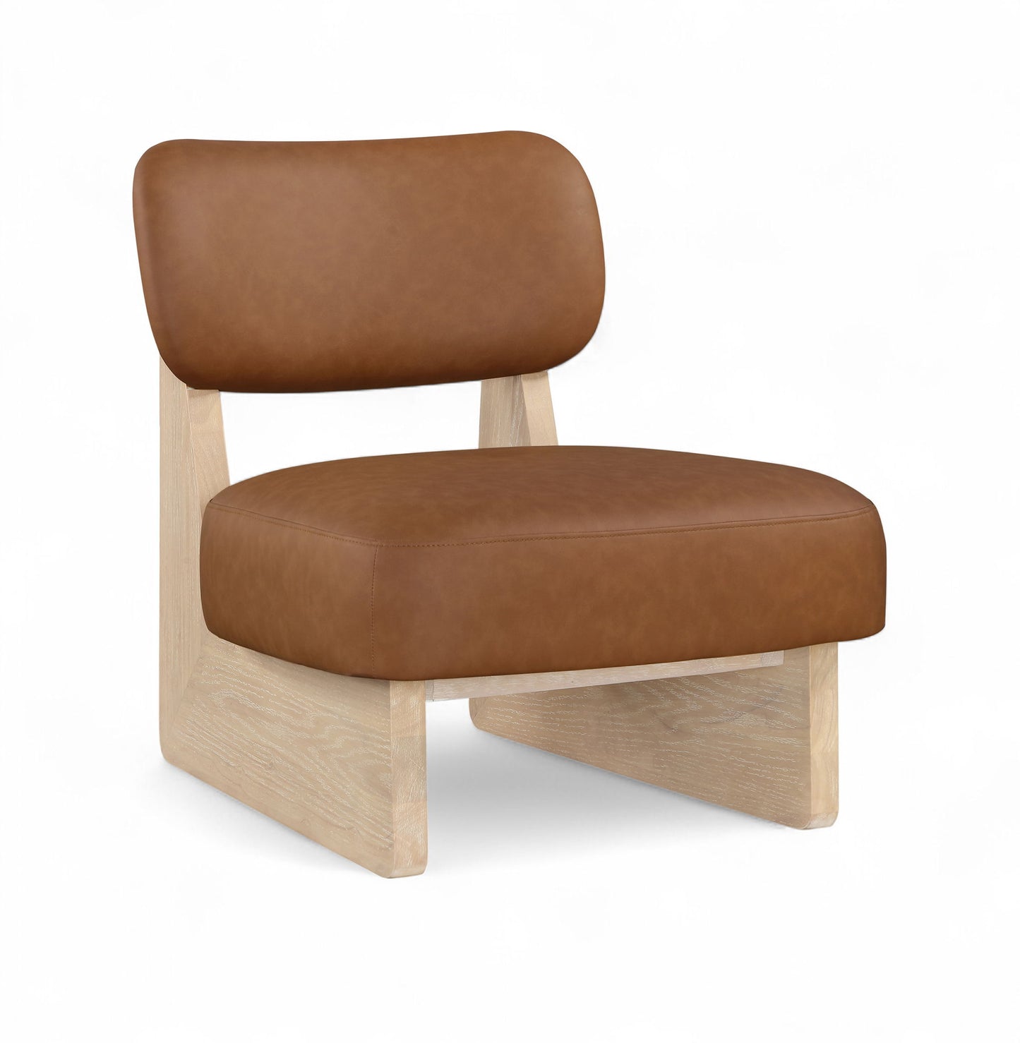 Vetra - Vegan Leather Upholstered Accent Chair With Natural Base