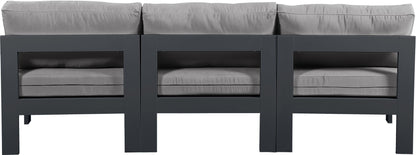 Nizuc - Outdoor Patio 3 Seat Armless Modular Sofa With Gray Frame