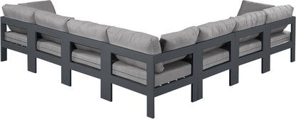 Nizuc - Outdoor Patio 7 Piece Modular Sectional With Gray Frame