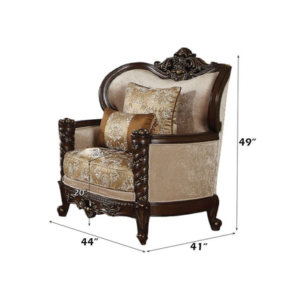 Devayne - Chair With 2 Pillows (Same Lv01584) - Pattern Fabric & Dark Walnut