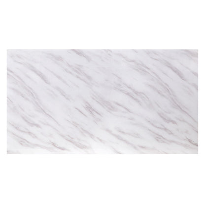 Zander - Coffee Table - White Printed Faux Marble Top & Mirrored Silver