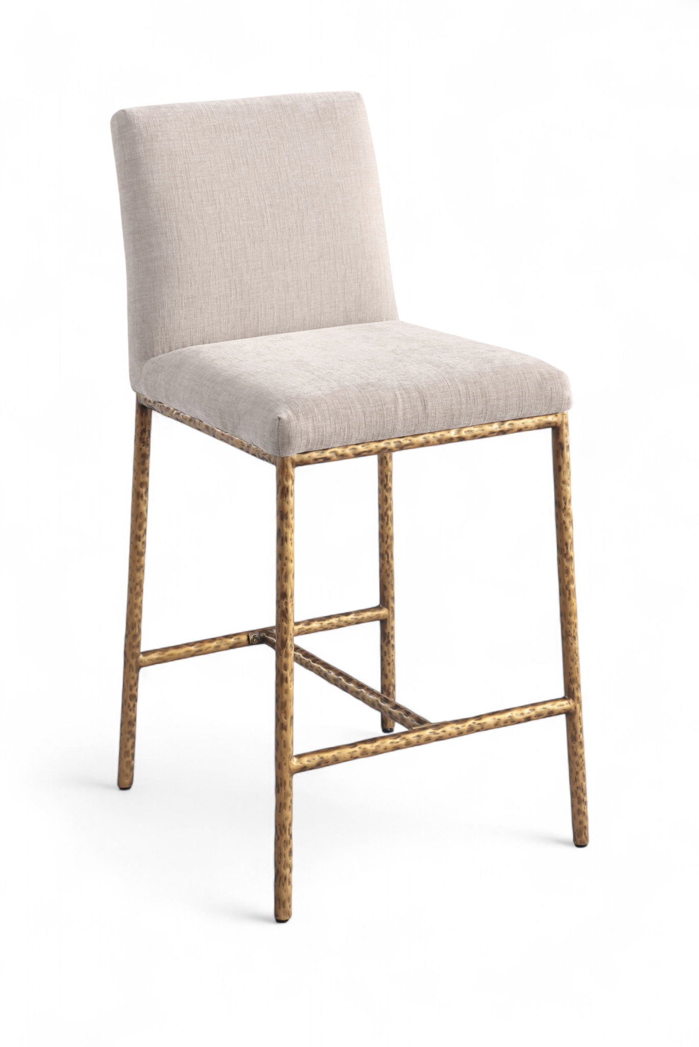 Reeves - Chenille Fabric Upholstered Counter Stool (Set of 2) - Gold Base