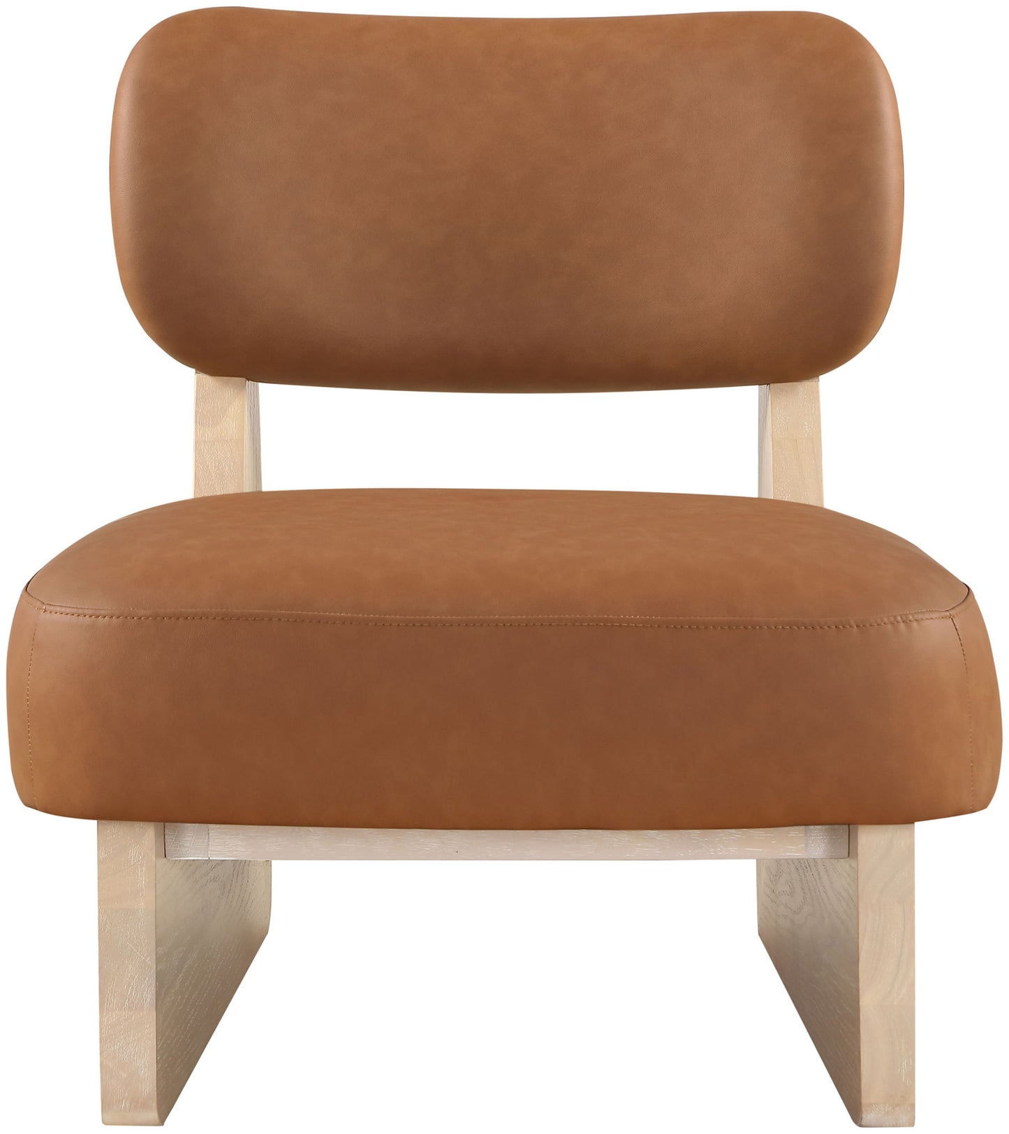Vetra - Vegan Leather Upholstered Accent Chair With Natural Base