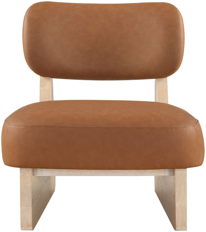 Vetra - Vegan Leather Upholstered Accent Chair With Natural Base