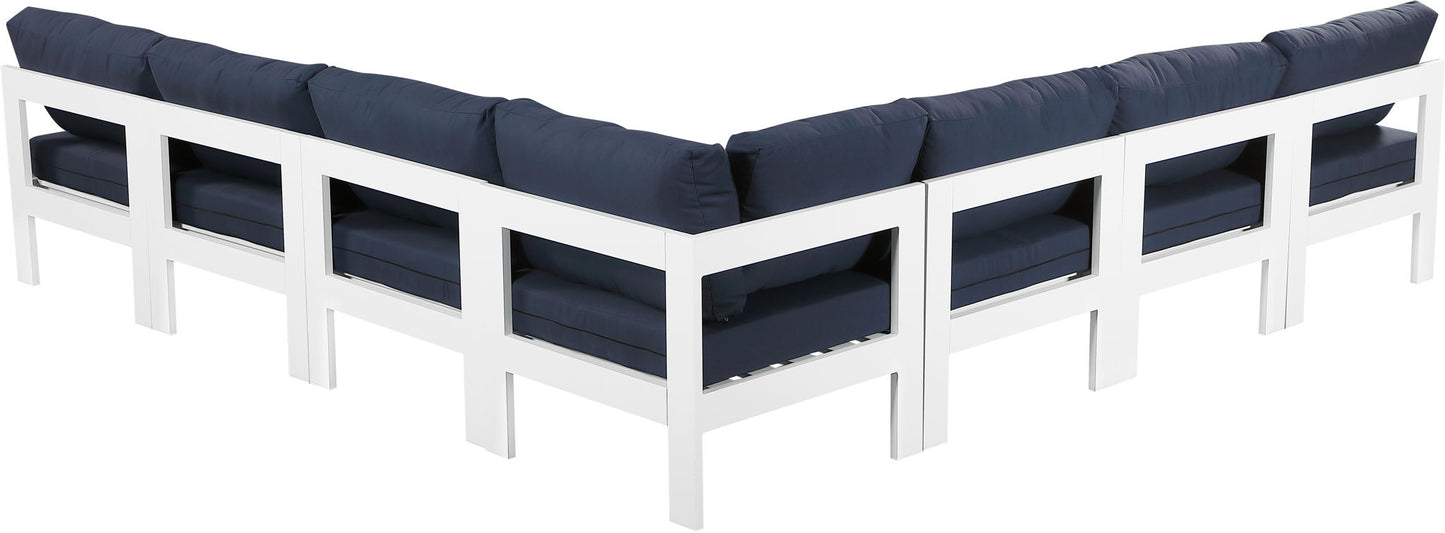 Nizuc - Outdoor Patio 7 Piece Modular Sectional With White Frame