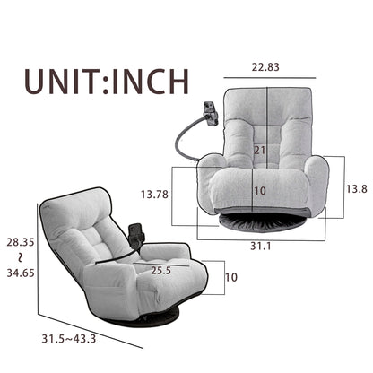 Adjustable Swivel Lounge Chair With 360 Degree Rotating Seat And Headrest Support