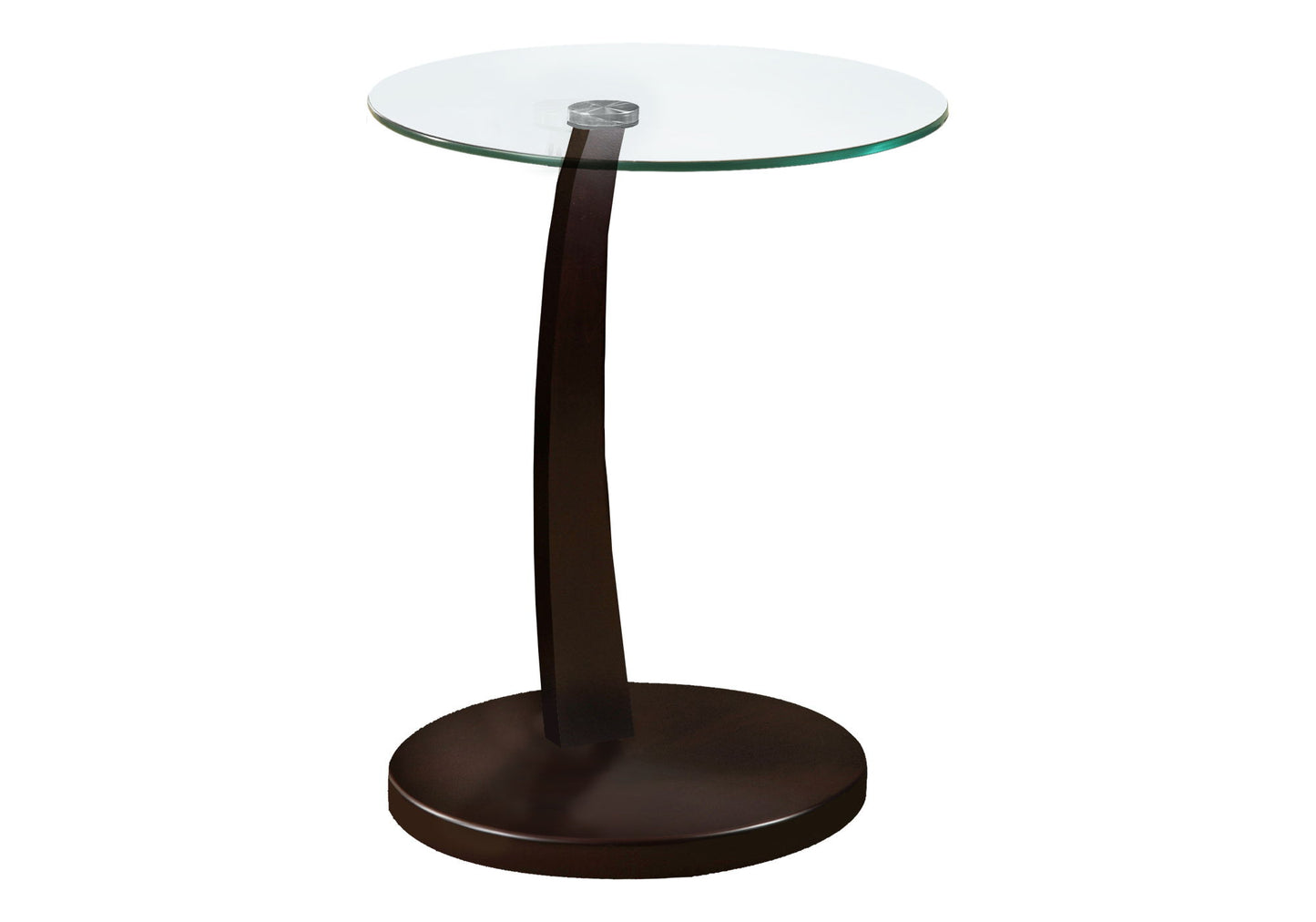 C-Shaped Accent Table Tempered Glass For Living Room - Espresso
