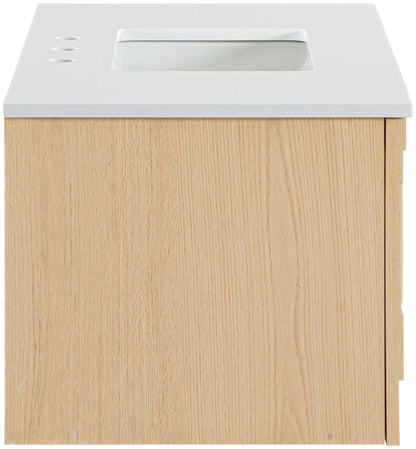 Leonardo - Engineered Stone And Solid Wood 24" Wall Mounted Bathroom Vanity