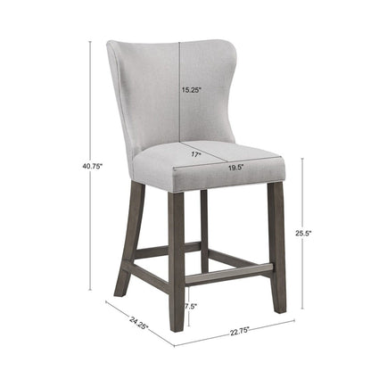 Upholstered Counter Stool Fabric Solid Wood Frame - Cream