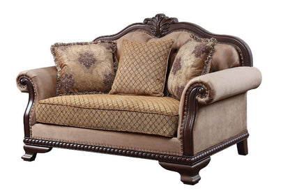 Chateau De Ville - Loveseat With 3 Pillows (Same Lv01589) - Fabric & Espresso