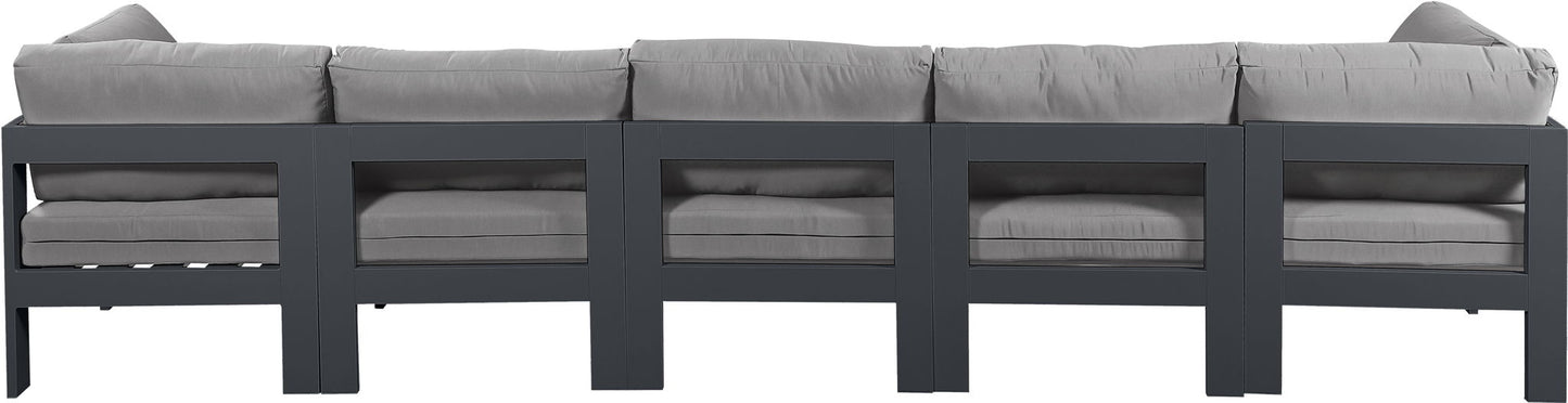 Nizuc - Outdoor Patio 5 Seat Modular Sofa With Gray Frame