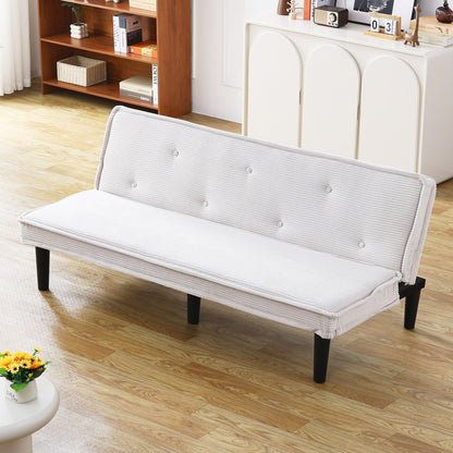 Versatile Corduroy Sofa Bed With Solid Wood Frame