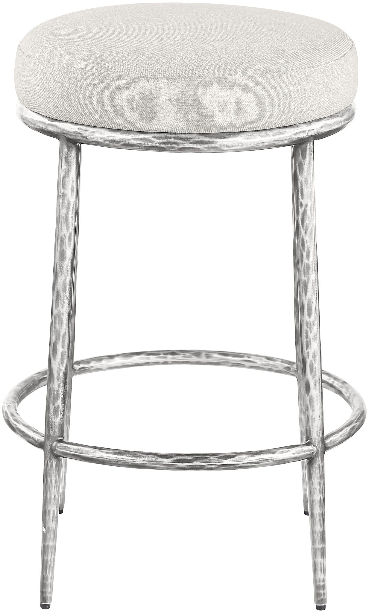 Ferro - Upholstered Backless Counter Stool With Brushed Silver Base