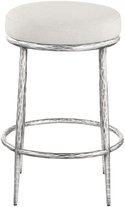 Ferro - Upholstered Backless Counter Stool With Brushed Silver Base