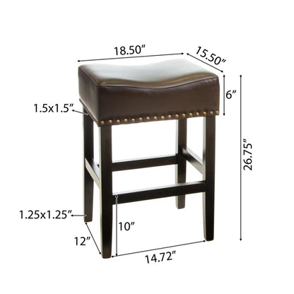 Soltique - Backless Dining Counter Stool With Nailhead Trim (Set of 2)