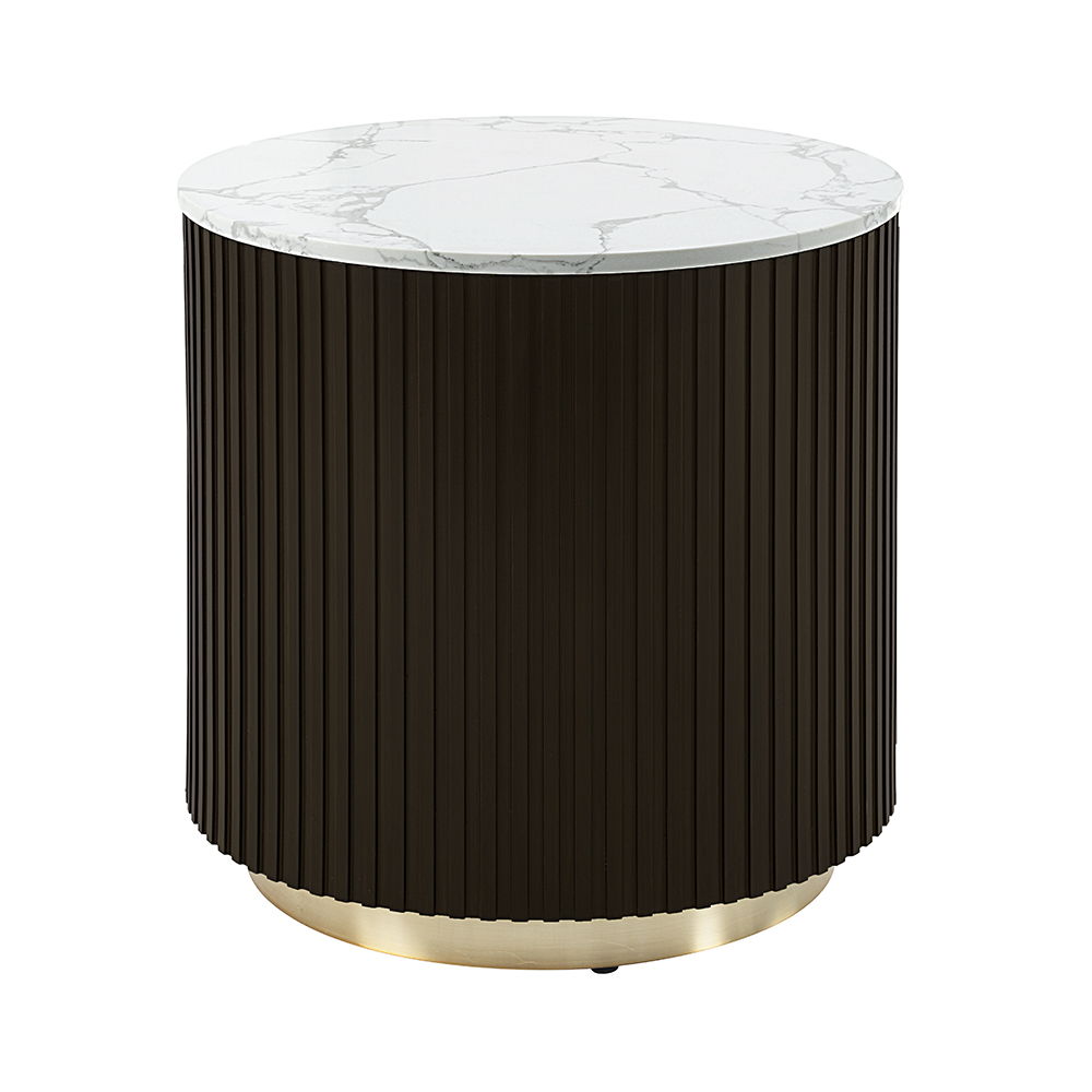 Clayten - End Table - White Natural Marble Top & Espresso