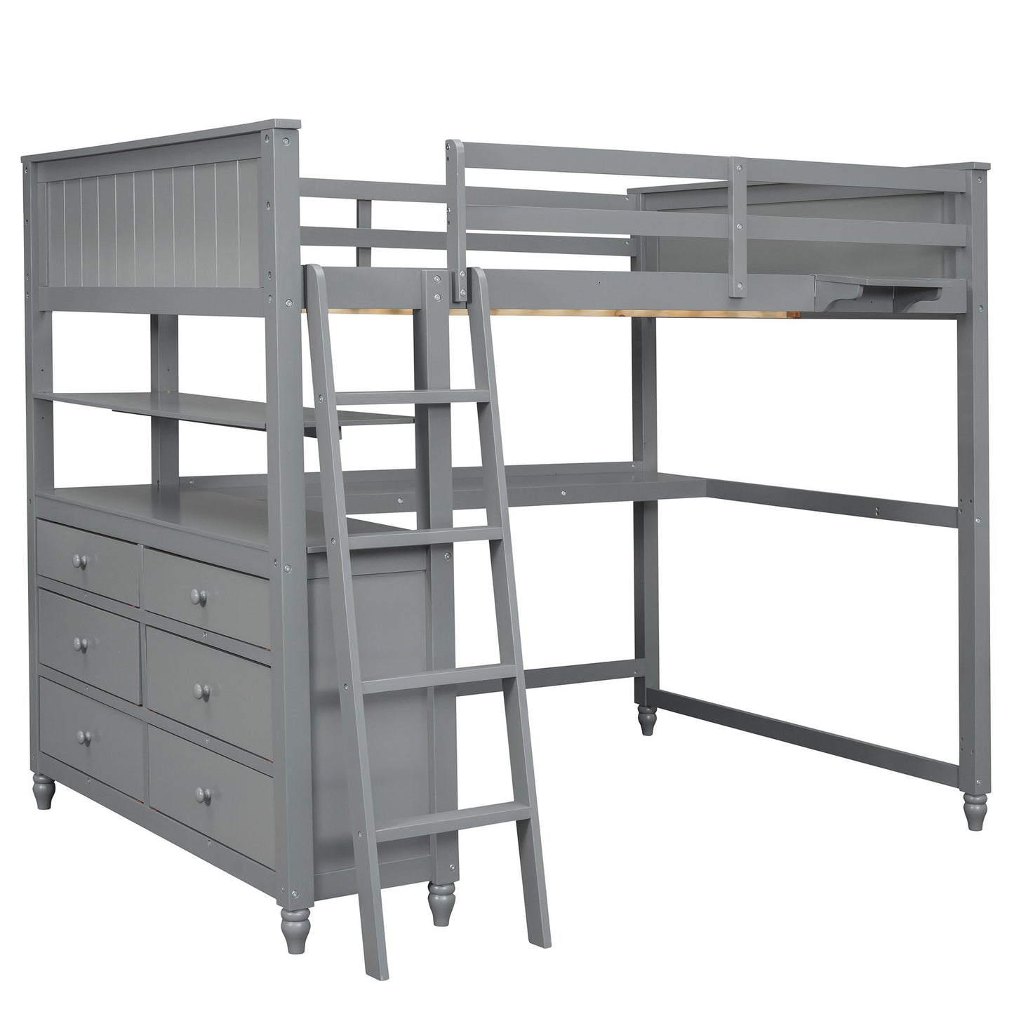 Loft Bed With Drawers With Desk And Shelves