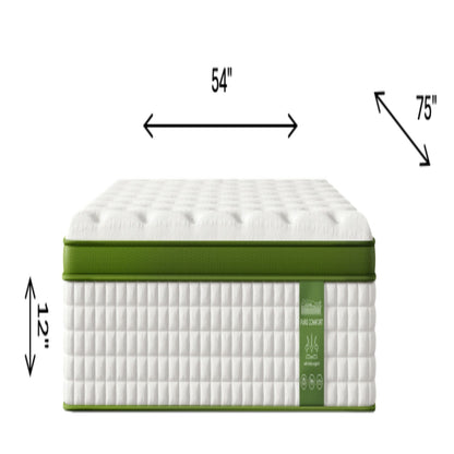 12" Full Size Hybrid Mattress With Gel Memory Foam & Pocket Springs - Green
