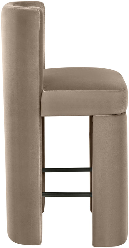 Zuno - Velvet Performance Fabric Upholstered Counter Stool (Set of 2)