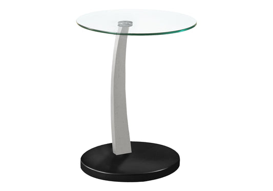 C-Shaped Accent Table Clear Tempered Glass For Living Room - Black
